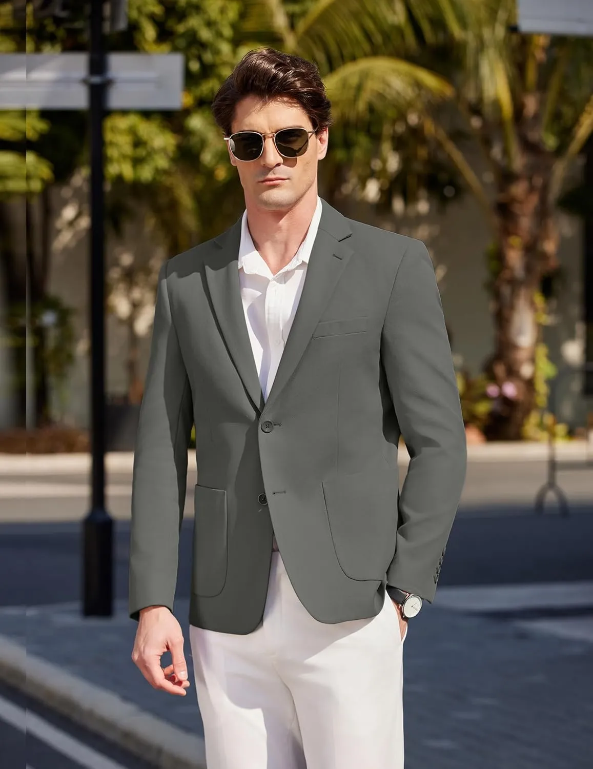 COOFANDY Mens Casual Blazer Sport Coat Two Buttons Lightweight Knit Suit Jackets