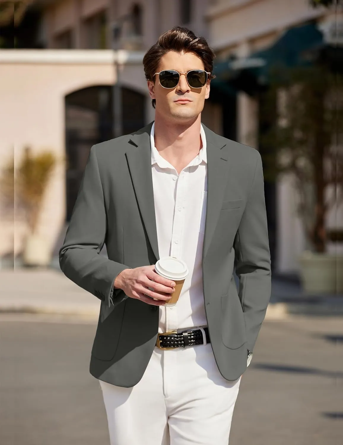 COOFANDY Mens Casual Blazer Sport Coat Two Buttons Lightweight Knit Suit Jackets