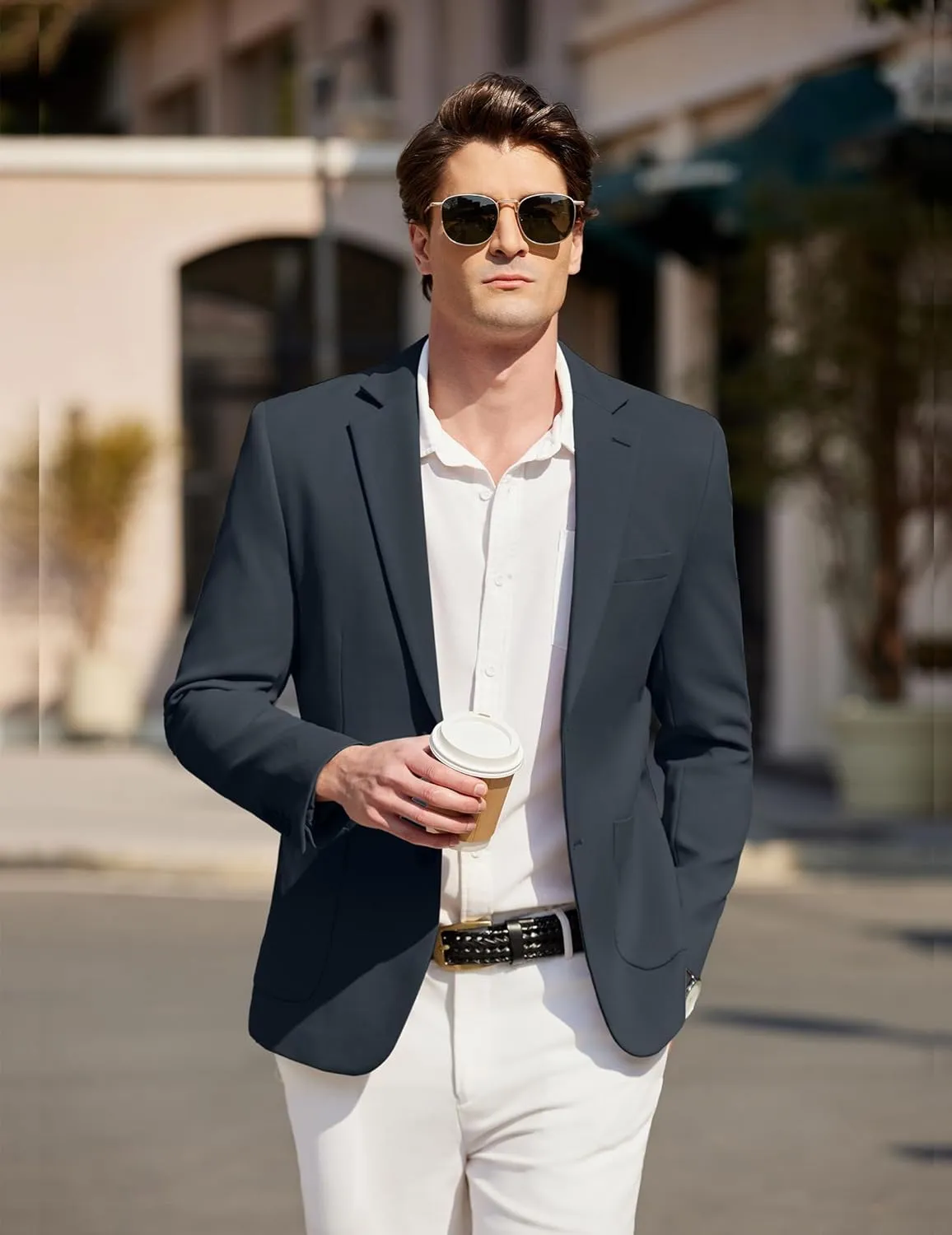COOFANDY Mens Casual Blazer Sport Coat Two Buttons Lightweight Knit Suit Jackets