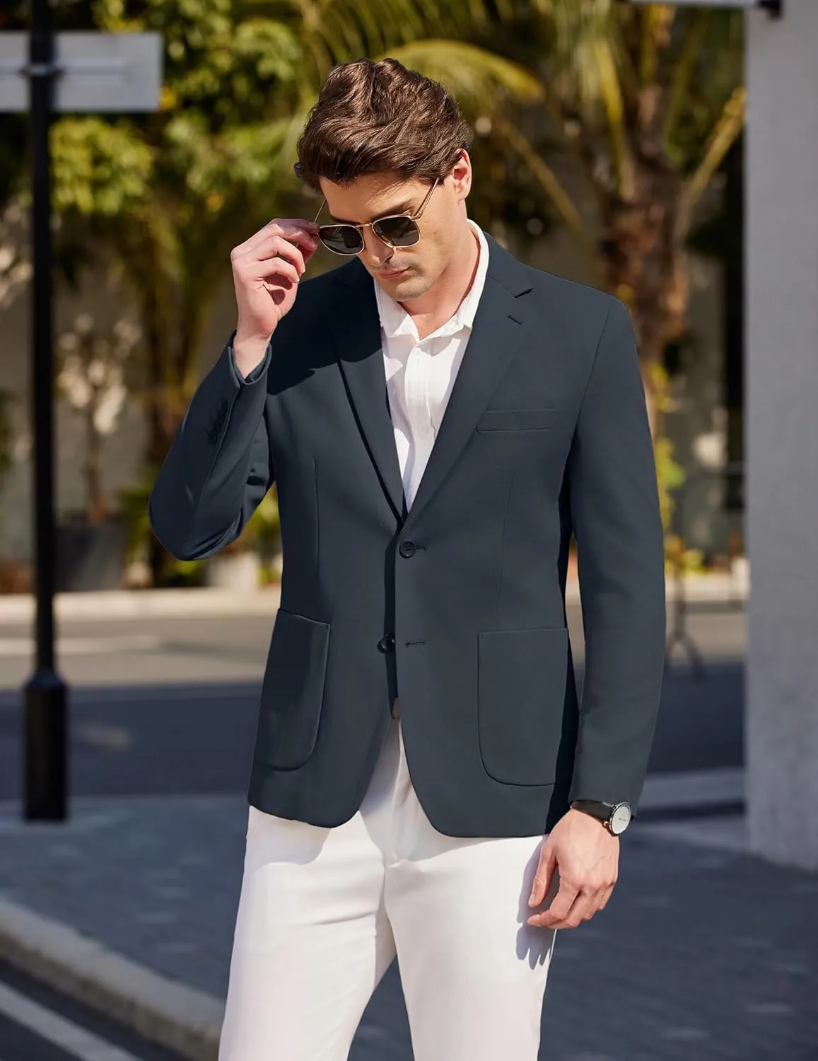 COOFANDY Mens Casual Blazer Sport Coat Two Buttons Lightweight Knit Suit Jackets