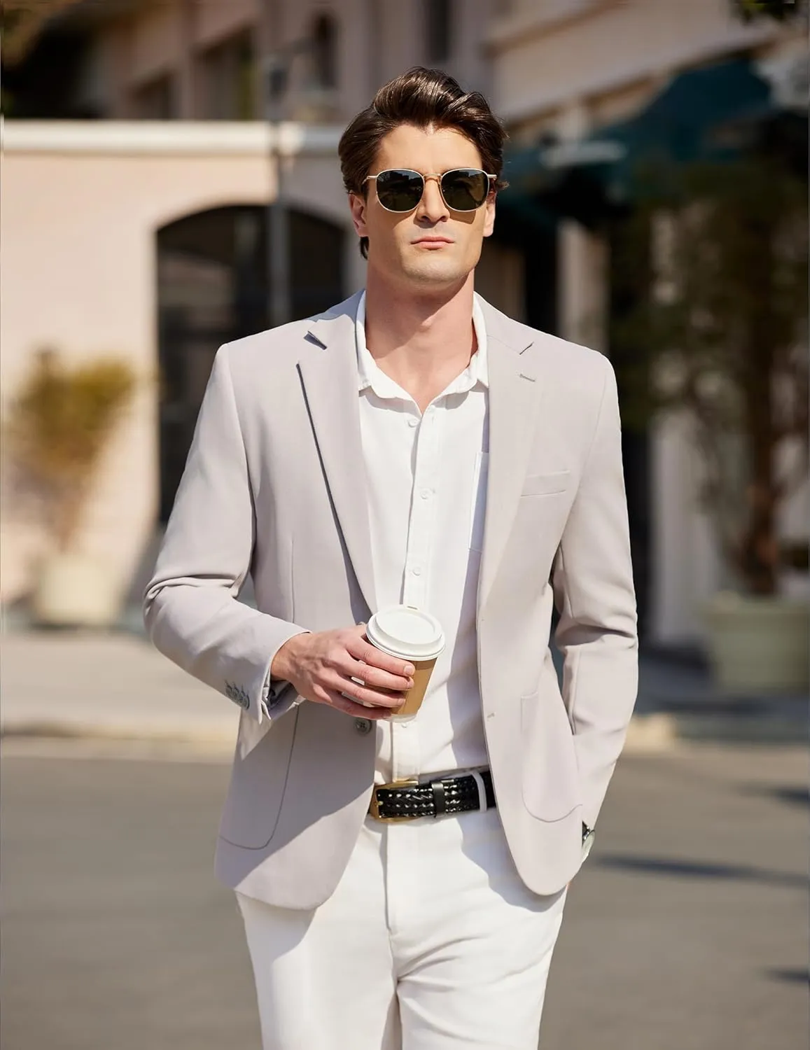 COOFANDY Mens Casual Blazer Sport Coat Two Buttons Lightweight Knit Suit Jackets