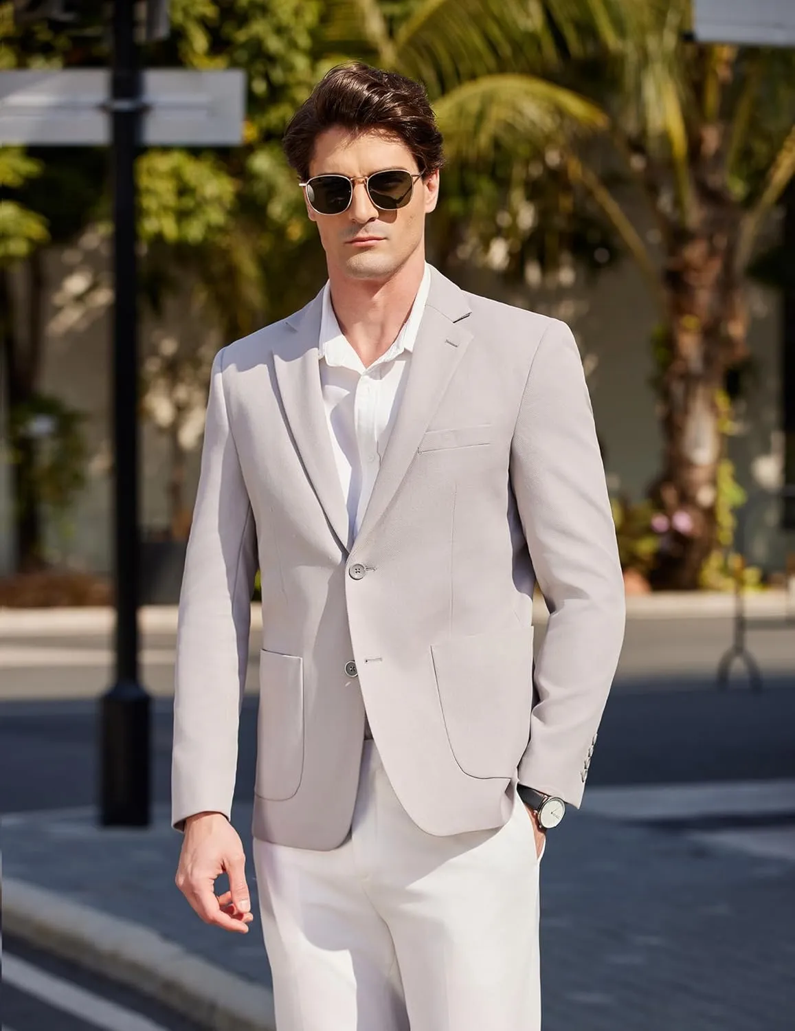 COOFANDY Mens Casual Blazer Sport Coat Two Buttons Lightweight Knit Suit Jackets