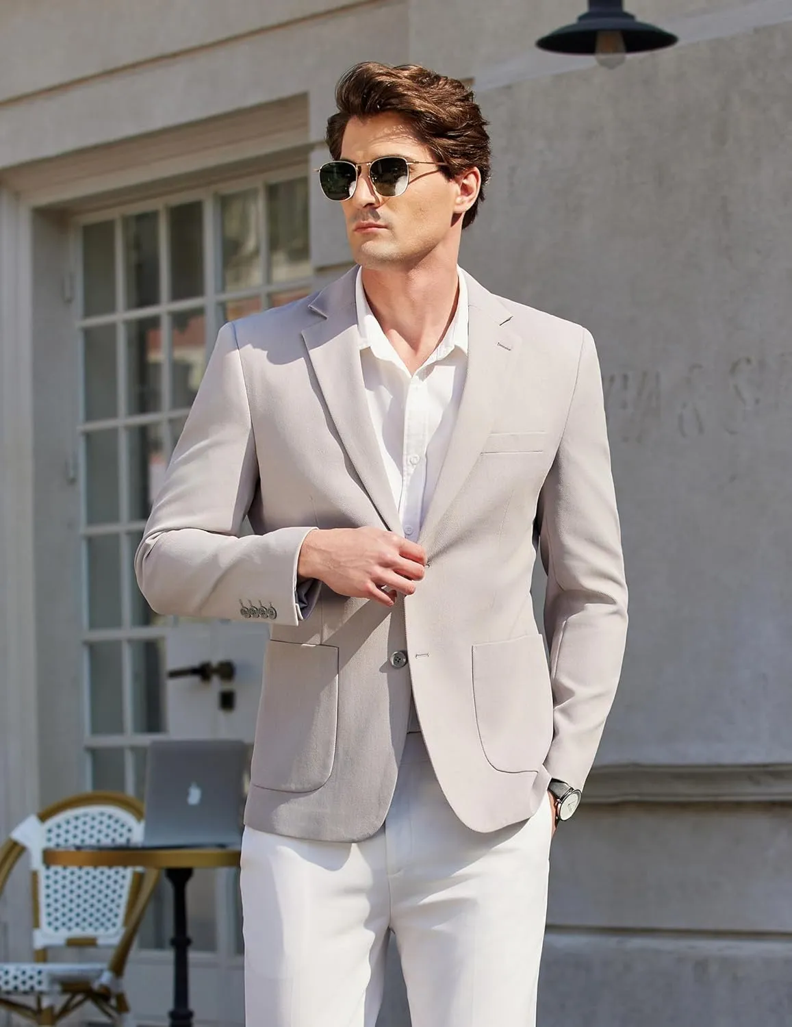 COOFANDY Mens Casual Blazer Sport Coat Two Buttons Lightweight Knit Suit Jackets