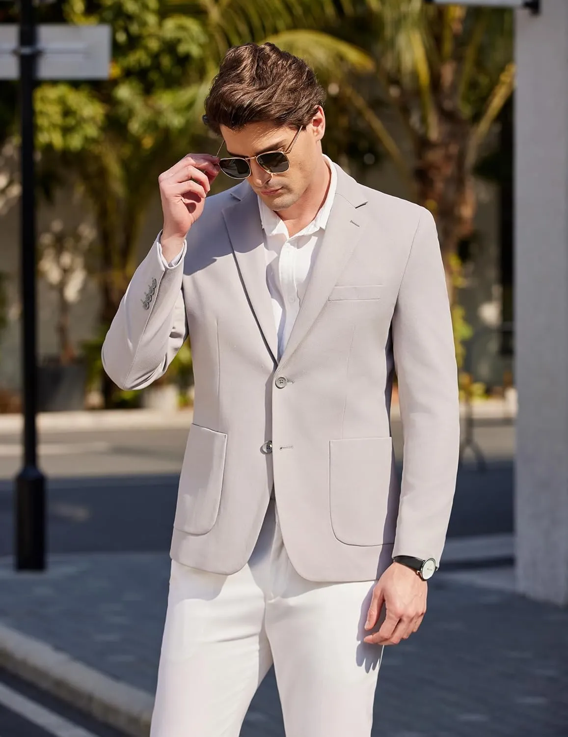 COOFANDY Mens Casual Blazer Sport Coat Two Buttons Lightweight Knit Suit Jackets