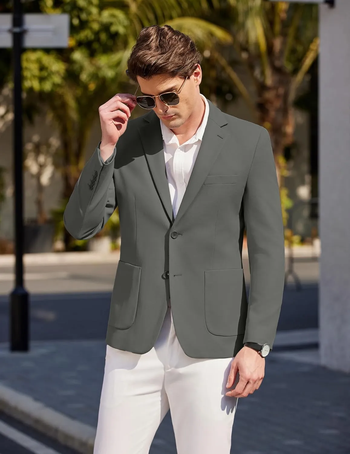 COOFANDY Mens Casual Blazer Sport Coat Two Buttons Lightweight Knit Suit Jackets