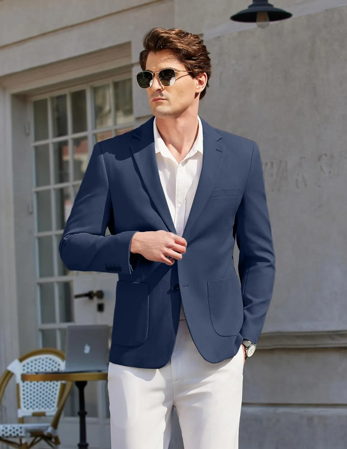 COOFANDY Mens Casual Blazer Sport Coat Two Buttons Lightweight Knit Suit Jackets