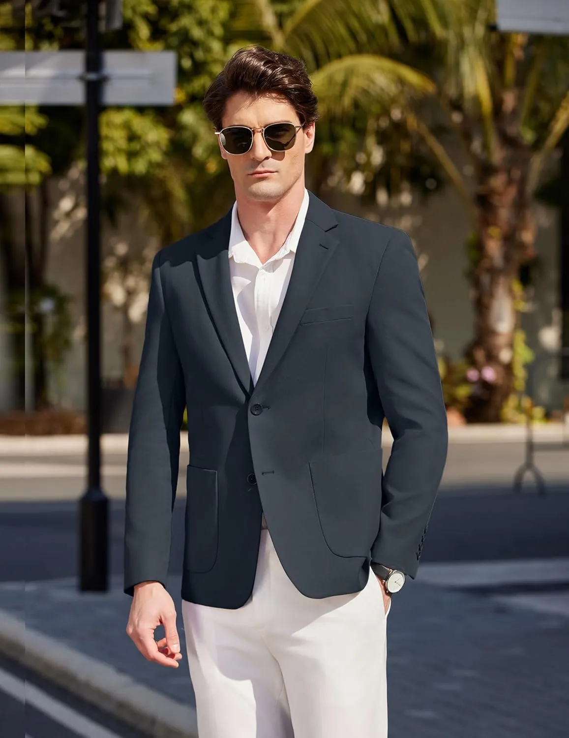 COOFANDY Mens Casual Blazer Sport Coat Two Buttons Lightweight Knit Suit Jackets