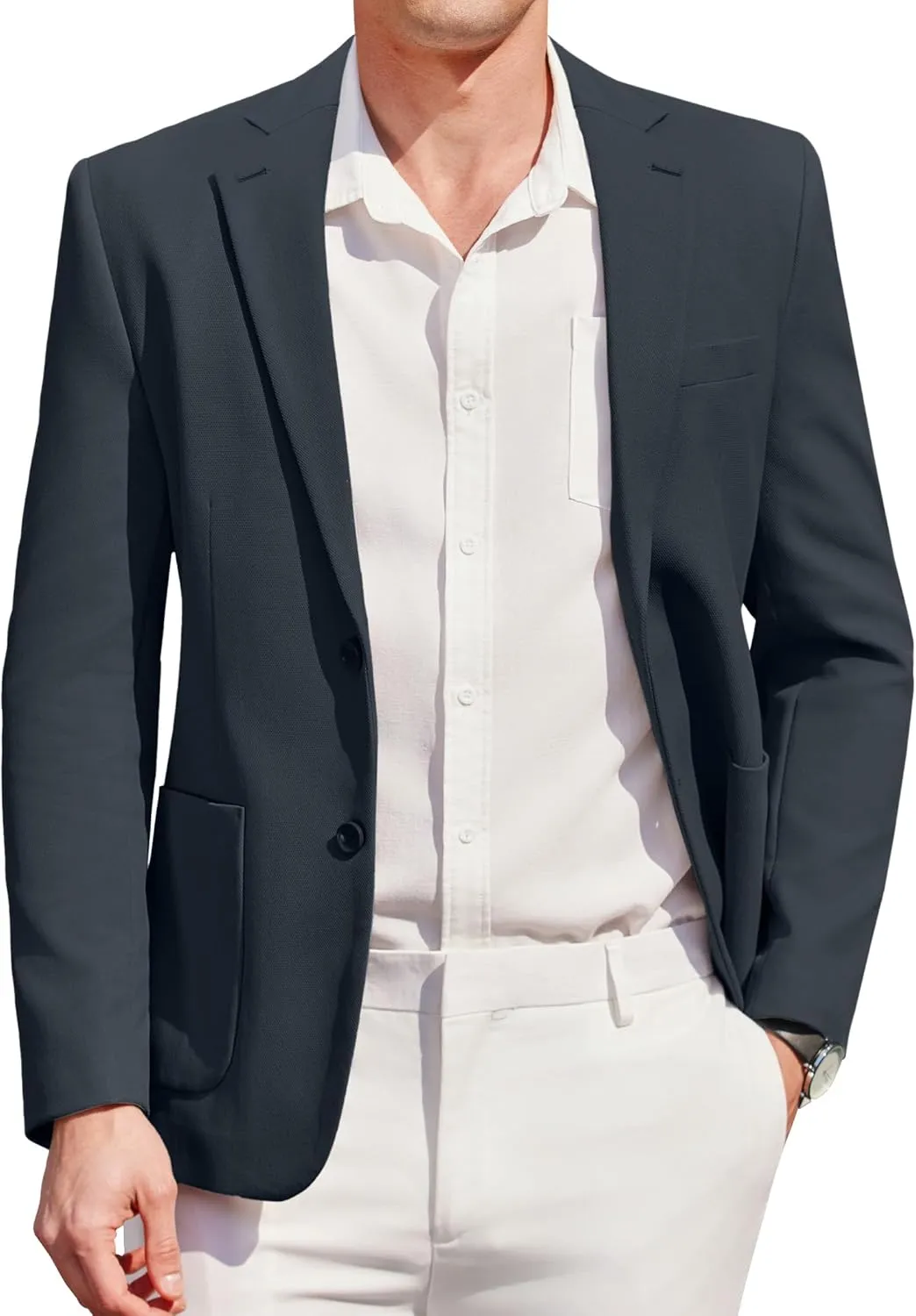 COOFANDY Mens Casual Blazer Sport Coat Two Buttons Lightweight Knit Suit Jackets