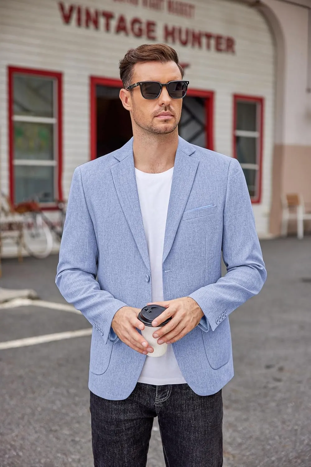 COOFANDY Men's Casual Blazer Two Button Sport Coats Lightweight Printed Lining Suit Jacket