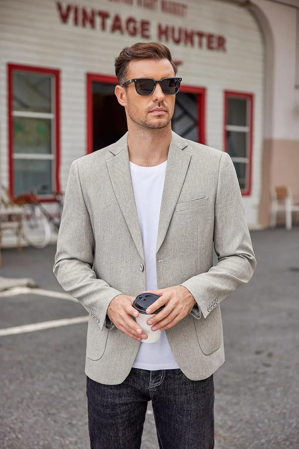 COOFANDY Men's Casual Blazer Two Button Sport Coats Lightweight Printed Lining Suit Jacket