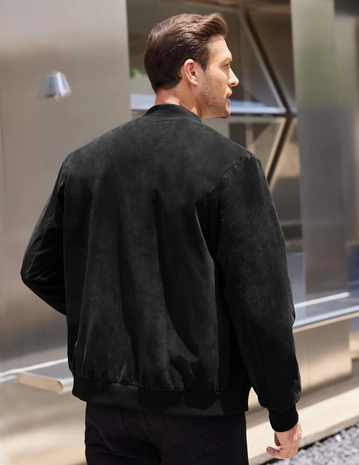 COOFANDY Men's Casual Varsity Jacket Vintage Lightweight Suede Bomber Jackets