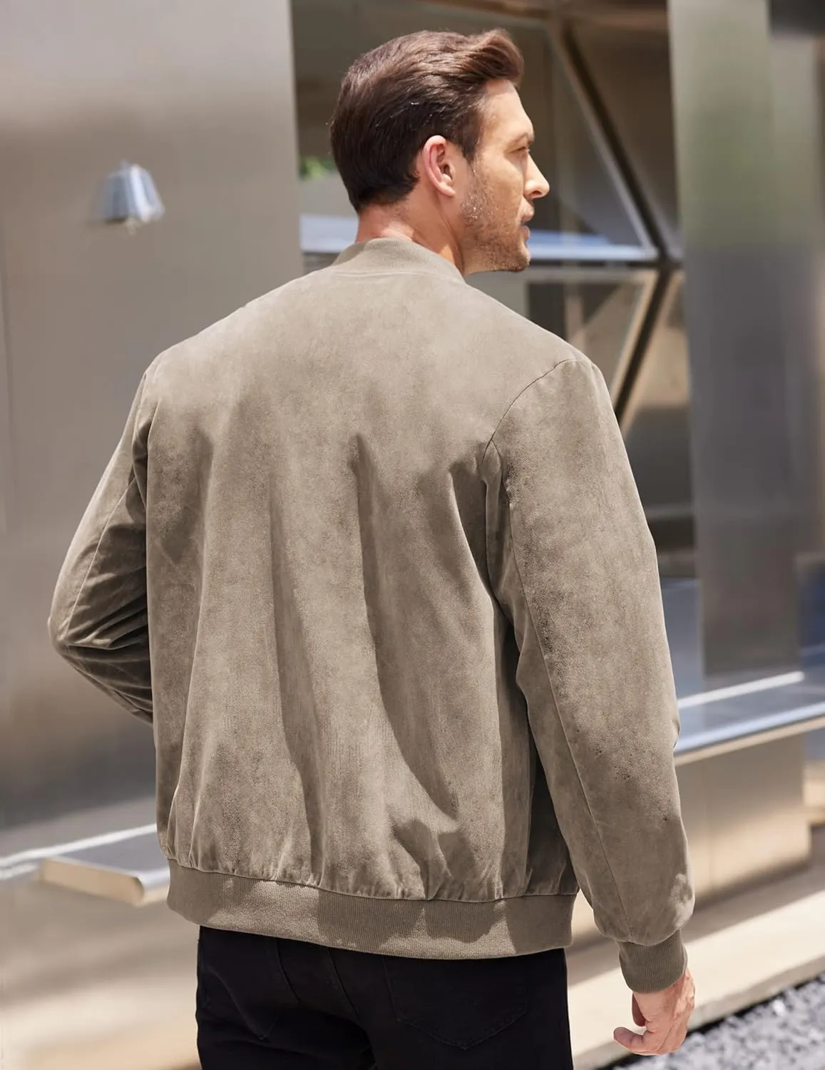 COOFANDY Men's Casual Varsity Jacket Vintage Lightweight Suede Bomber Jackets