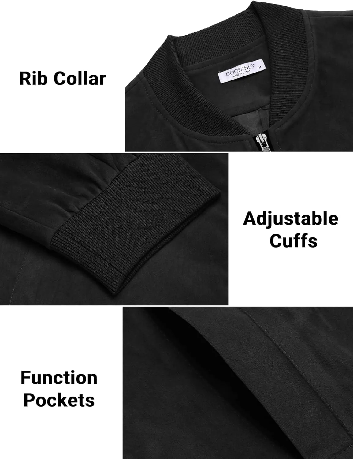 COOFANDY Men's Casual Varsity Jacket Vintage Lightweight Suede Bomber Jackets