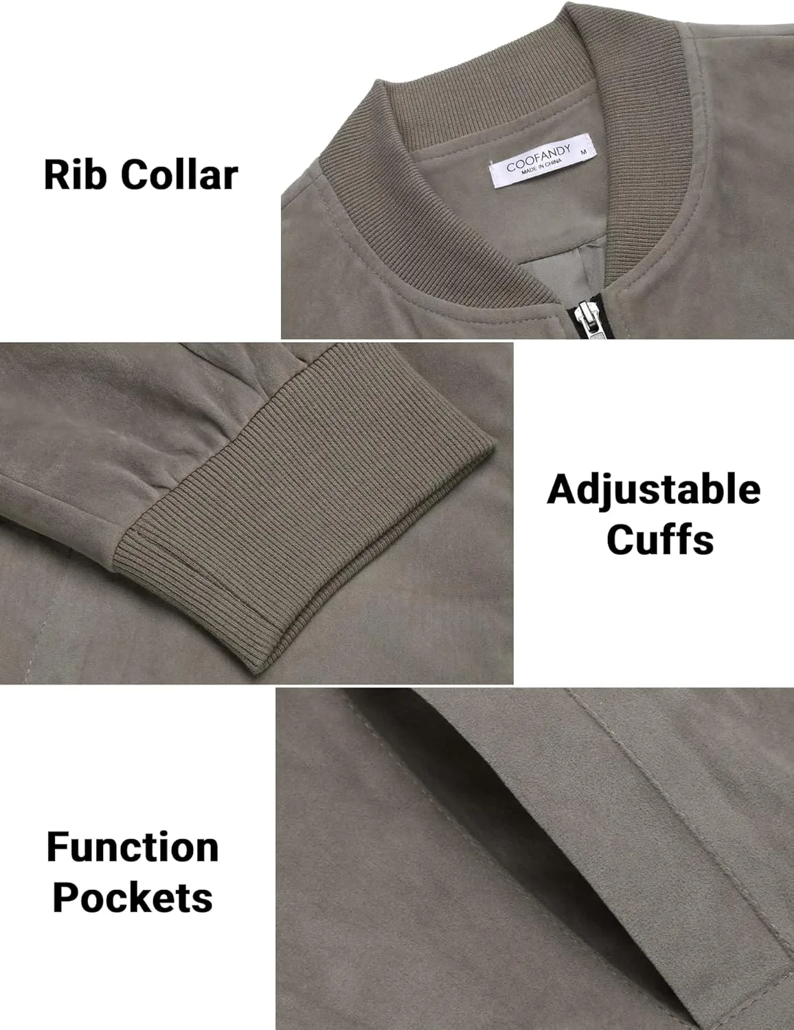 COOFANDY Men's Casual Varsity Jacket Vintage Lightweight Suede Bomber Jackets
