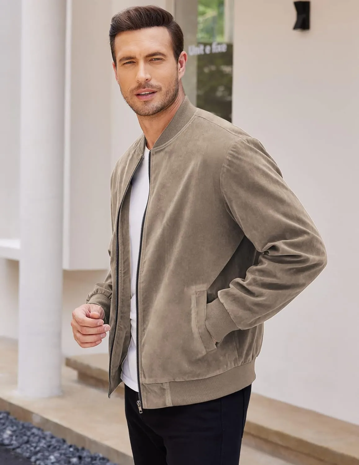 COOFANDY Men's Casual Varsity Jacket Vintage Lightweight Suede Bomber Jackets