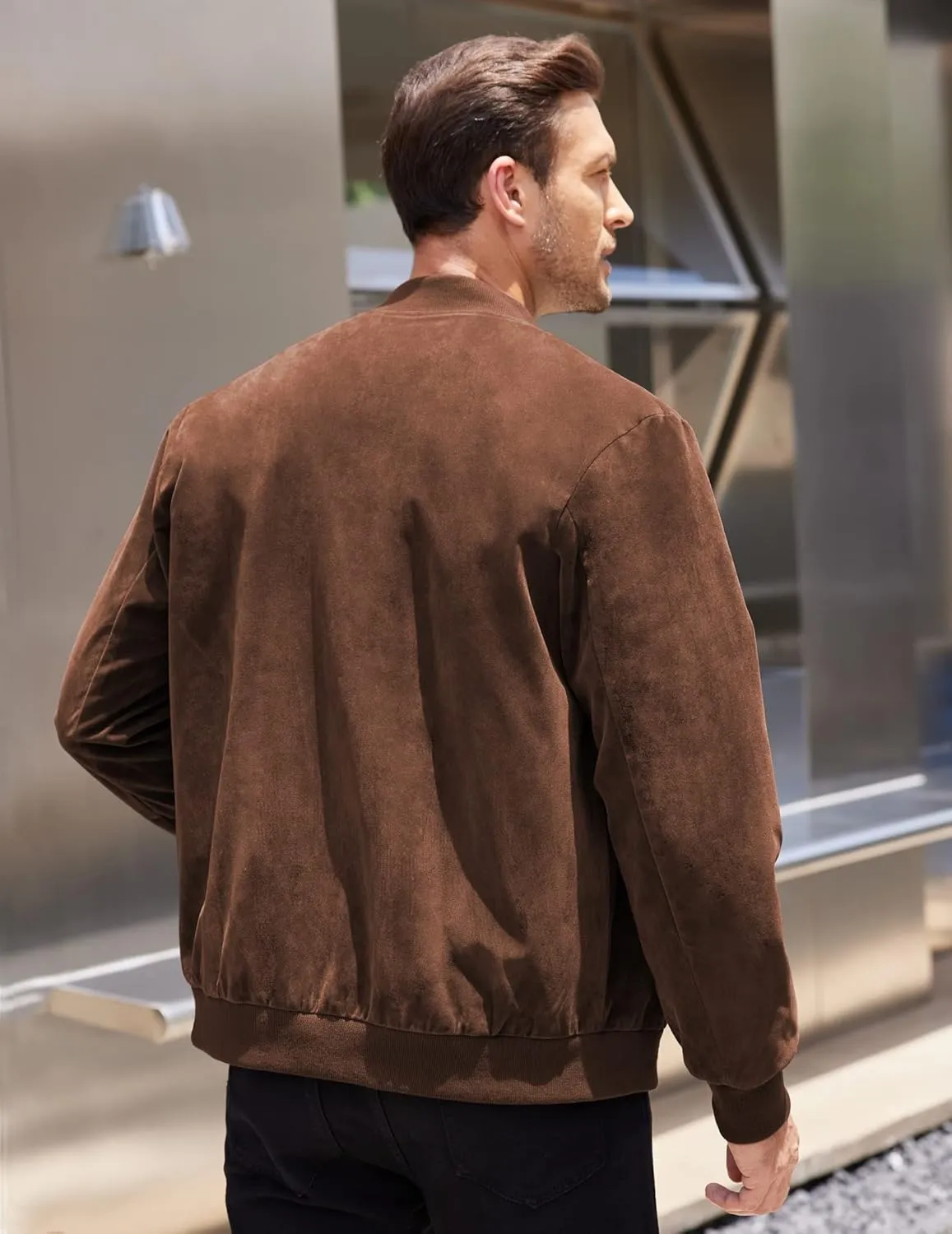COOFANDY Men's Casual Varsity Jacket Vintage Lightweight Suede Bomber Jackets
