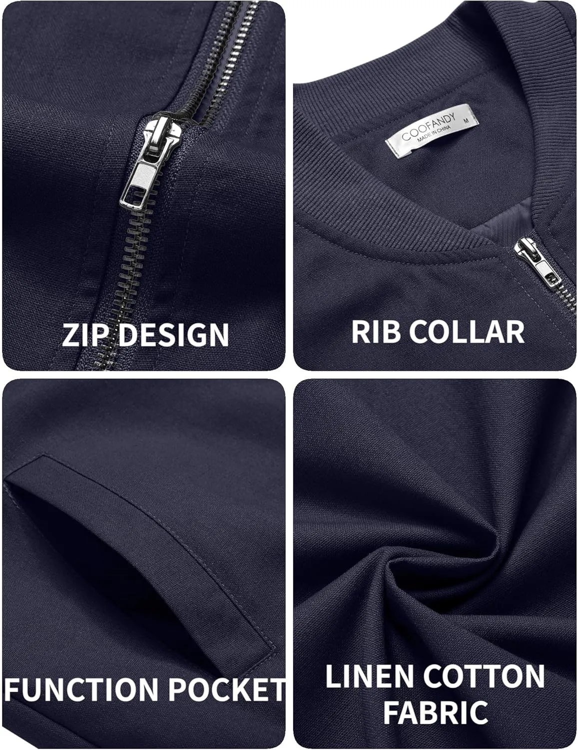 COOFANDY Men's Cotton Bomber Jacket Lightweight Flight Jackets Casual Softshell Varisty Jacket