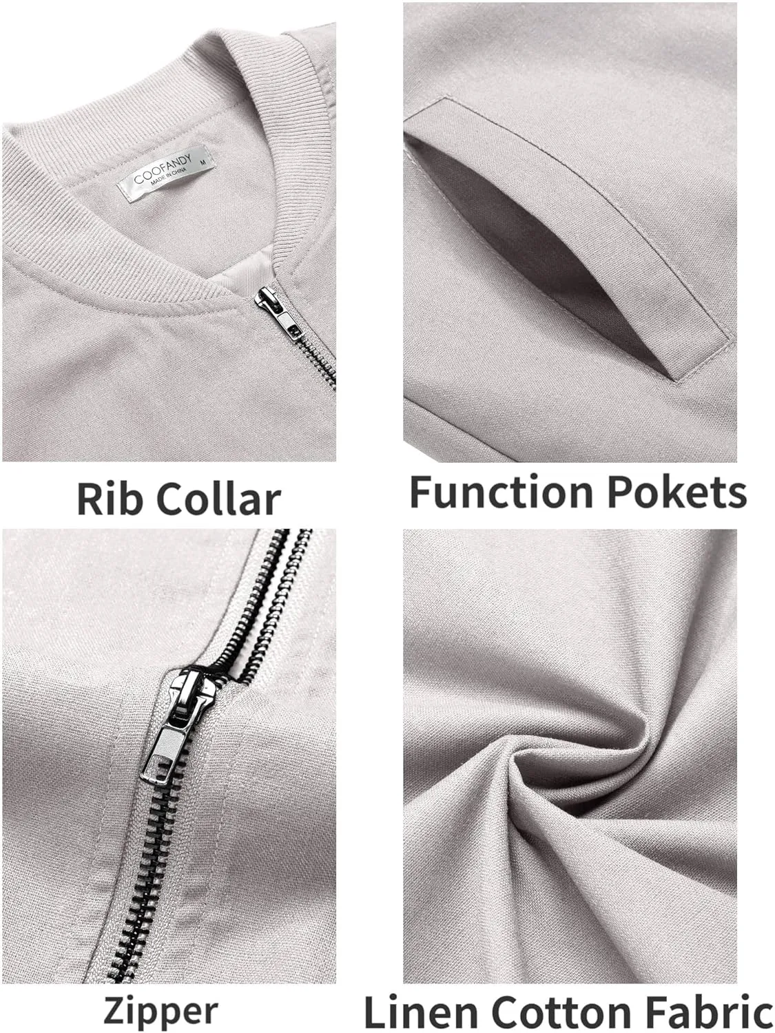 COOFANDY Men's Cotton Bomber Jacket Lightweight Flight Jackets Casual Softshell Varisty Jacket