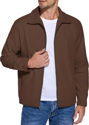 COOFANDY Men's Lightweight Zip Up Jacket Eisenhower Work Office Jackets Casual Golf Outwear