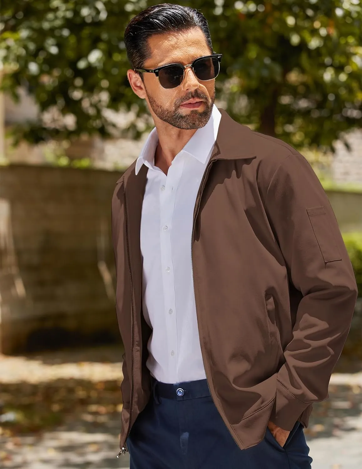 COOFANDY Men's Lightweight Zip Up Jacket Eisenhower Work Office Jackets Casual Golf Outwear