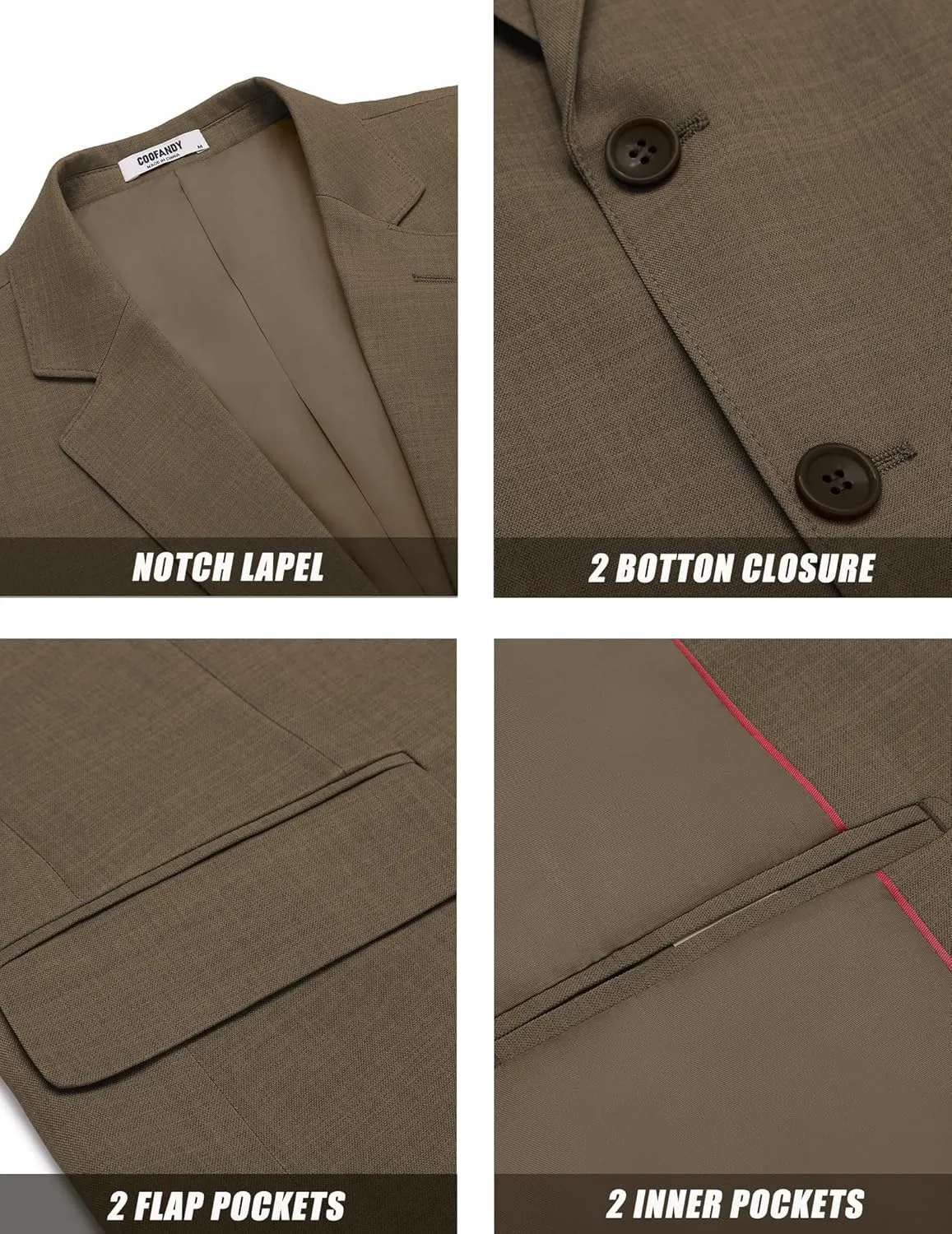 COOFANDY Mens Linen Casual Blazer Slim Fit Sport Coat Two Button Summer Suit Jacket Lightweight Business Sport Jacket