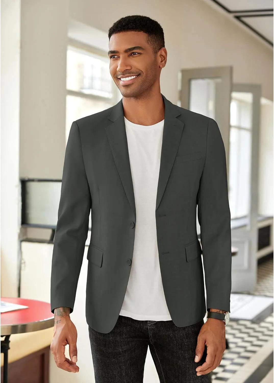 COOFANDY Mens Linen Casual Blazer Slim Fit Sport Coat Two Button Summer Suit Jacket Lightweight Business Sport Jacket