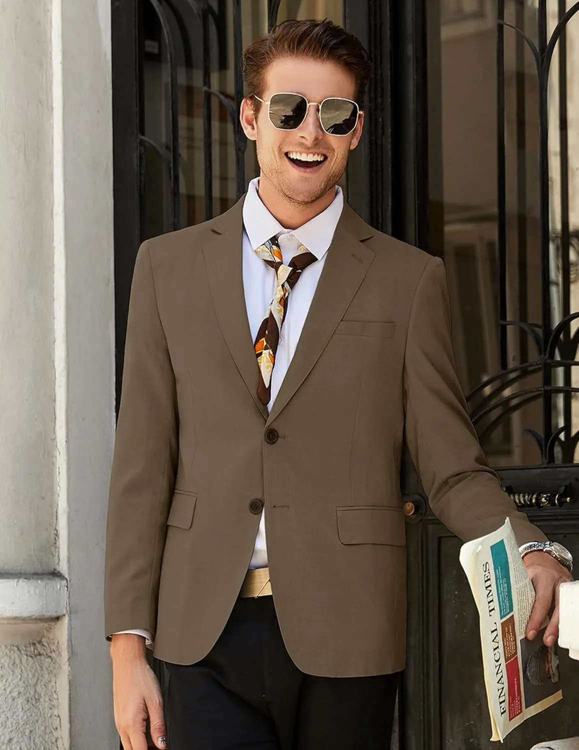 COOFANDY Mens Linen Casual Blazer Slim Fit Sport Coat Two Button Summer Suit Jacket Lightweight Business Sport Jacket
