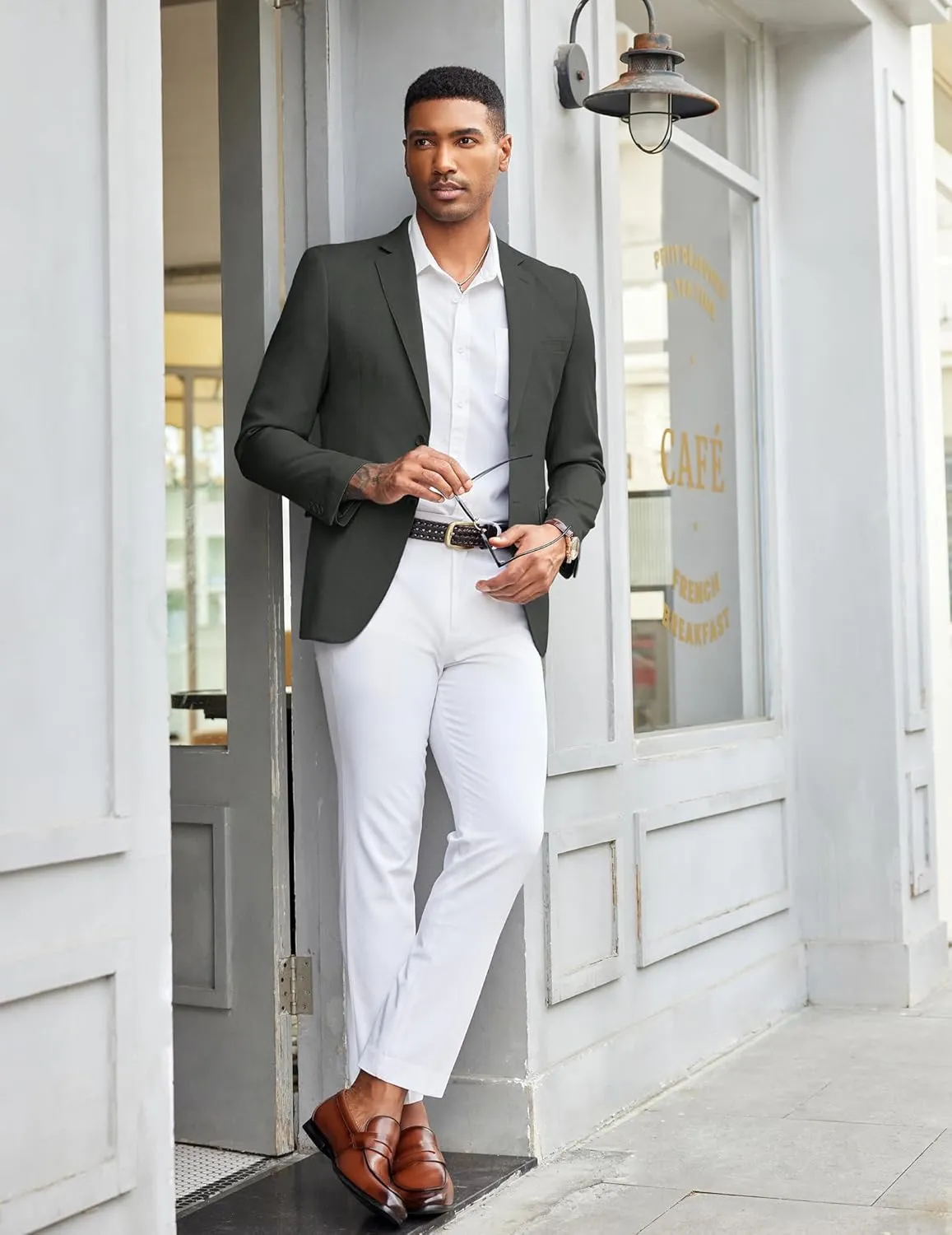 COOFANDY Mens Linen Casual Blazer Slim Fit Sport Coat Two Button Summer Suit Jacket Lightweight Business Sport Jacket