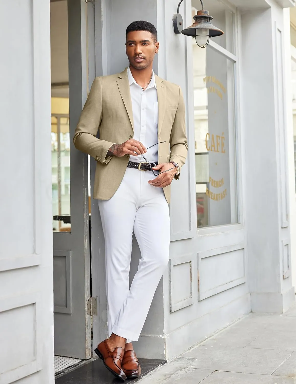COOFANDY Mens Linen Casual Blazer Slim Fit Sport Coat Two Button Summer Suit Jacket Lightweight Business Sport Jacket