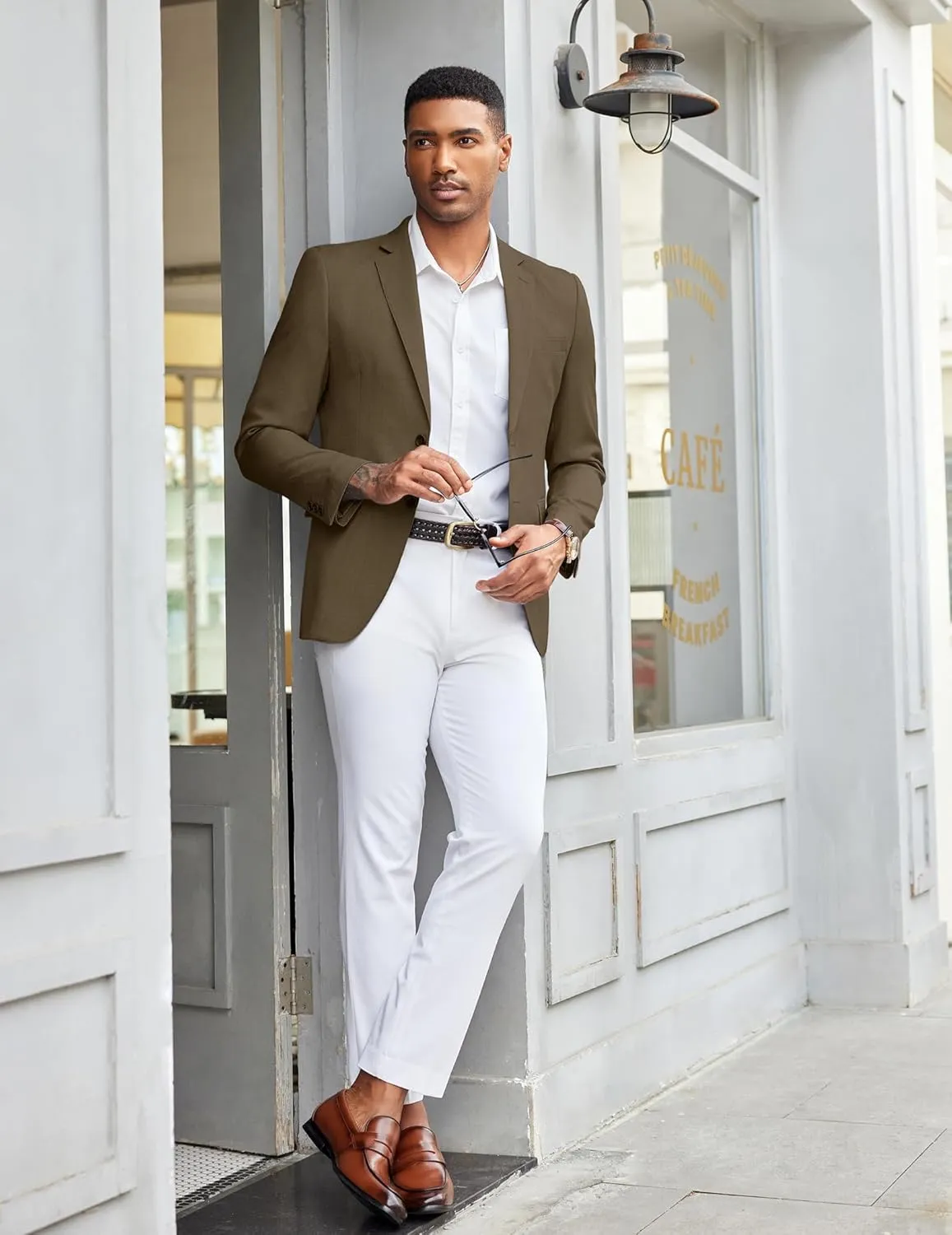 COOFANDY Mens Linen Casual Blazer Slim Fit Sport Coat Two Button Summer Suit Jacket Lightweight Business Sport Jacket