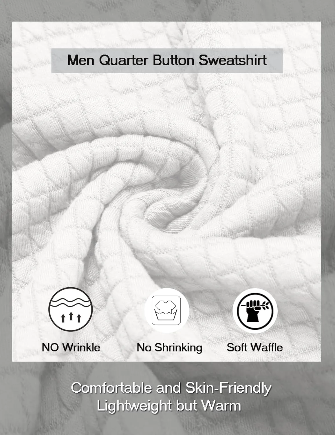 COOFANDY Mens Quarter Pullover Quilted Sweatshirt Casual Knit Long Sleeve Mock Neck Sweater Waffle Collared Pullover