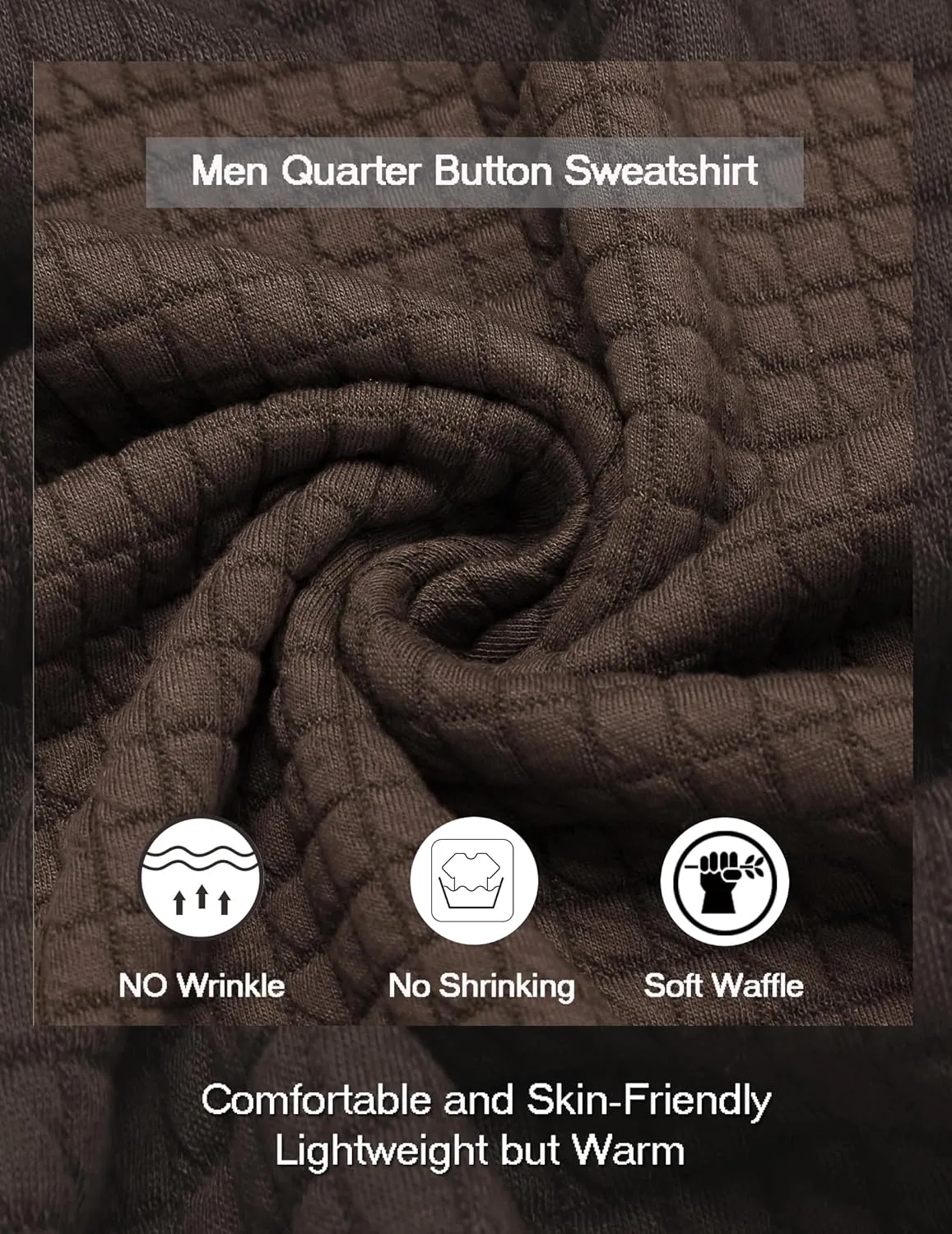 COOFANDY Mens Quarter Pullover Quilted Sweatshirt Casual Knit Long Sleeve Mock Neck Sweater Waffle Collared Pullover