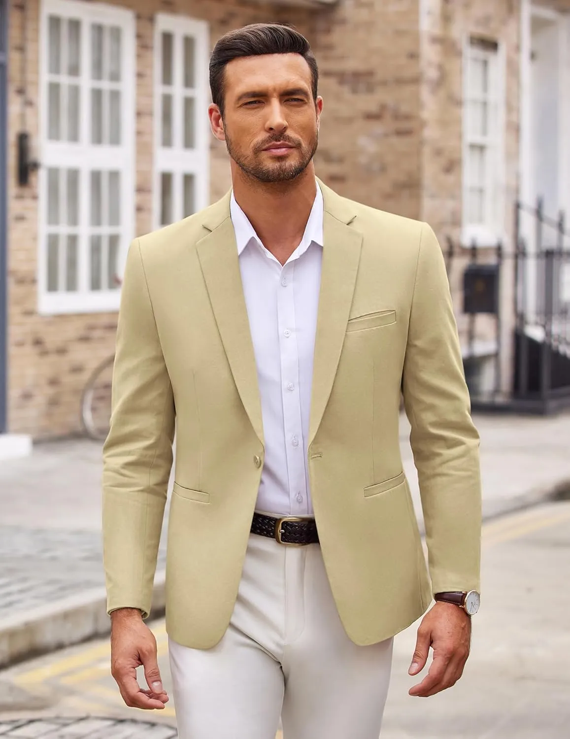 COOFANDY Men's Sports Coat Casual Blazer Slim Fit One Button Cotton Suit Jacket Formal Dress Wear