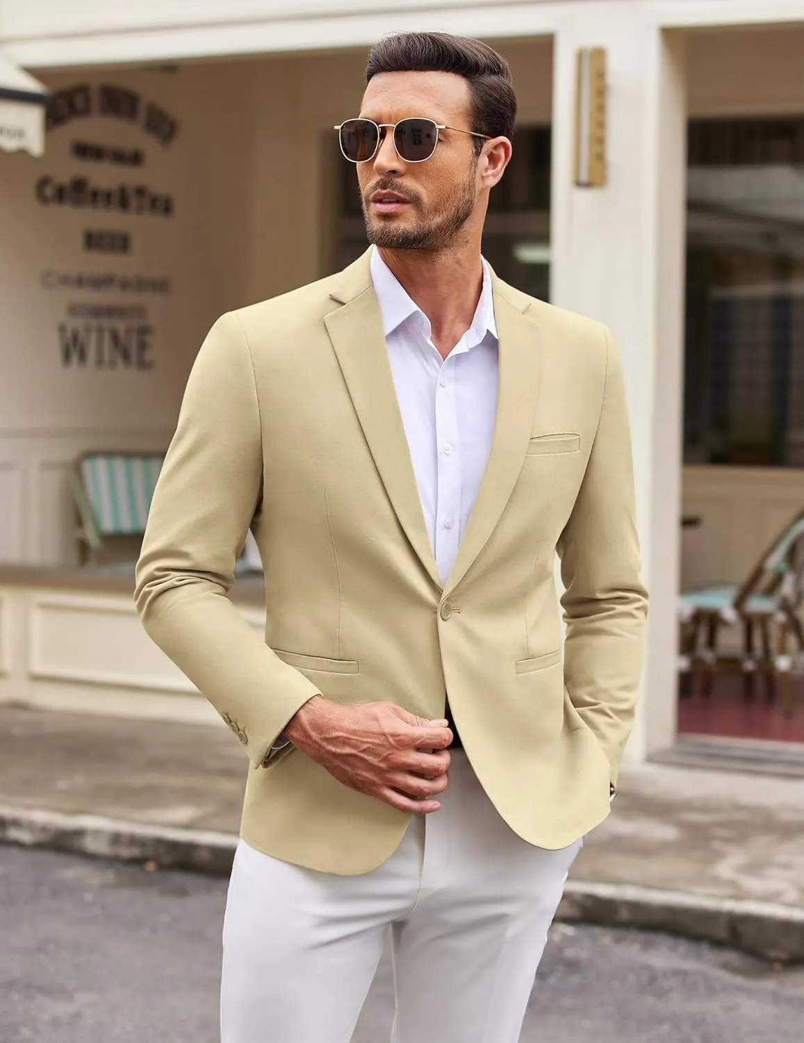 COOFANDY Men's Sports Coat Casual Blazer Slim Fit One Button Cotton Suit Jacket Formal Dress Wear