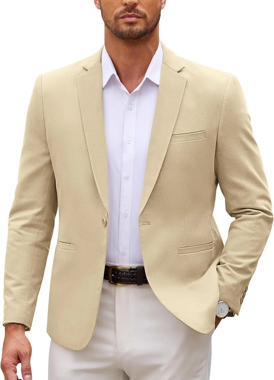 COOFANDY Men's Sports Coat Casual Blazer Slim Fit One Button Cotton Suit Jacket Formal Dress Wear