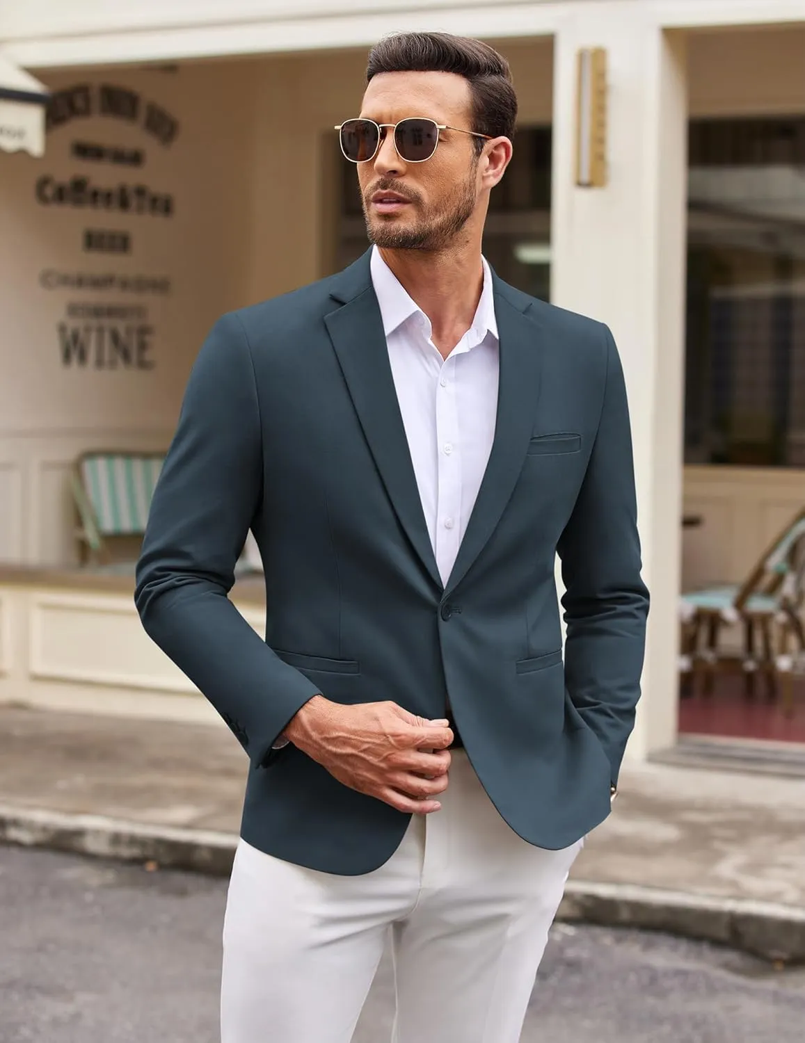 COOFANDY Men's Sports Coat Casual Blazer Slim Fit One Button Cotton Suit Jacket Formal Dress Wear