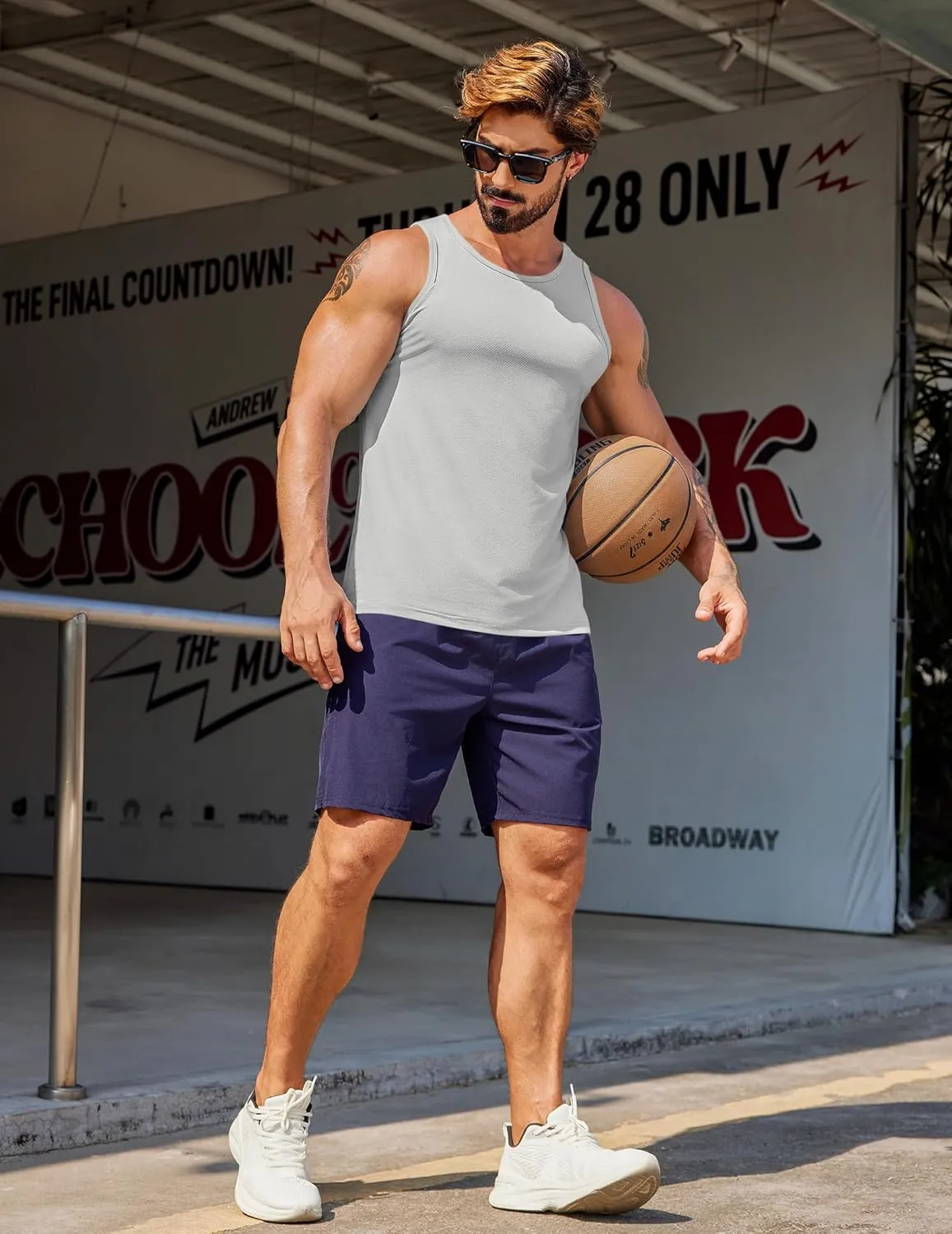 COOFANDY Men's Workout Tank Tops UPF 50  Sleeveless Gym Muscle Shirts Cooling Quick Dry Bodybuilding Tanks for Swim Beach
