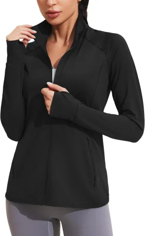 COOrun Women's UPF 50  Jackets Sun Protection Golf Athletic Jackets Lightweight Full Zip Long Sleeve Shirts with Pockets