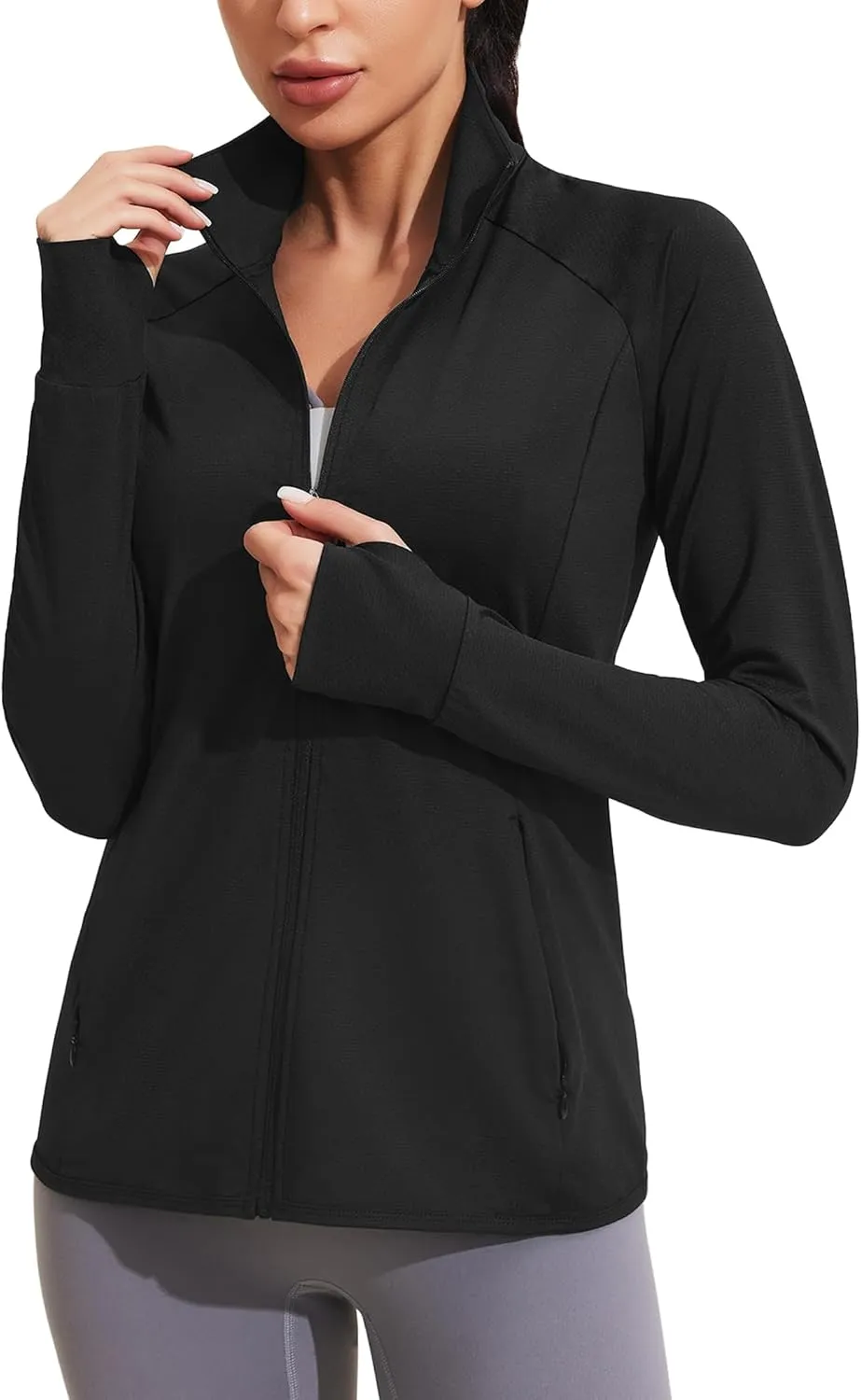 COOrun Women's UPF 50  Jackets Sun Protection Golf Athletic Jackets Lightweight Full Zip Long Sleeve Shirts with Pockets