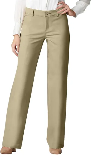 Cotton Linen High Waist Wide Leg Work Pants Slacks for Women Casual Grey Trousers with Pockets Comfortable Relaxed Fit