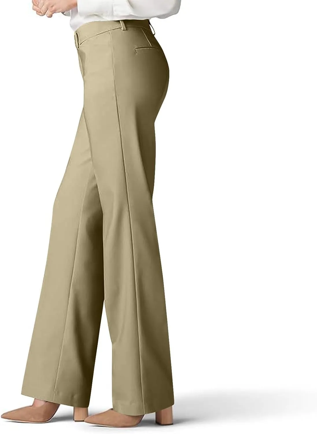 Cotton Linen High Waist Wide Leg Work Pants Slacks for Women Casual Grey Trousers with Pockets Comfortable Relaxed Fit