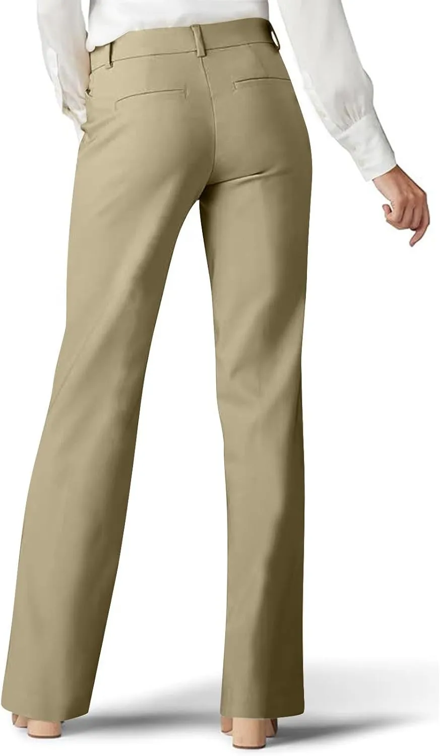 Cotton Linen High Waist Wide Leg Work Pants Slacks for Women Casual Grey Trousers with Pockets Comfortable Relaxed Fit