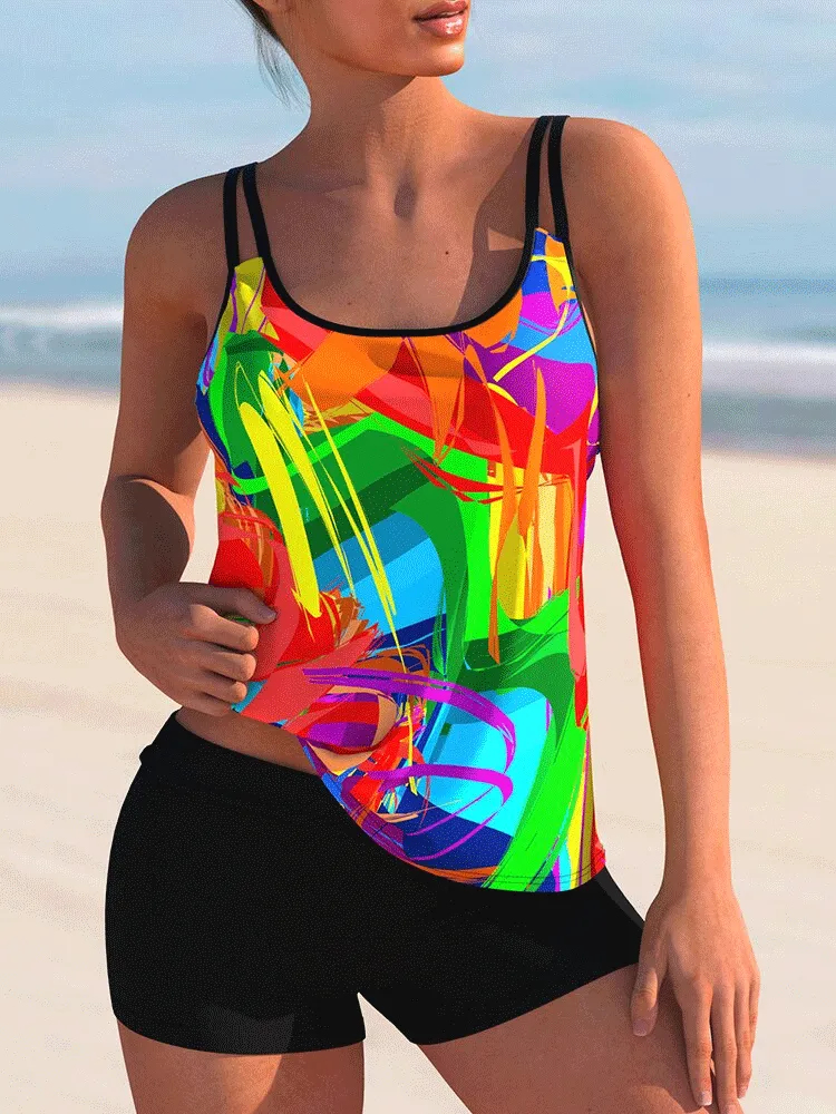 Creative Print Tankini Suit  Comfort and Style Combined