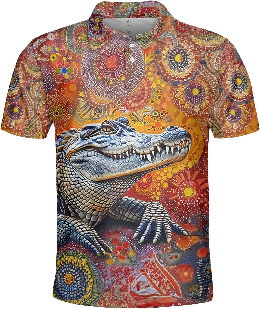 Crocodile Print Polo Shirts for Men - Short Sleeve Golf Shirts Dry Fit Mens Polo T-Shirt Casual Style 04