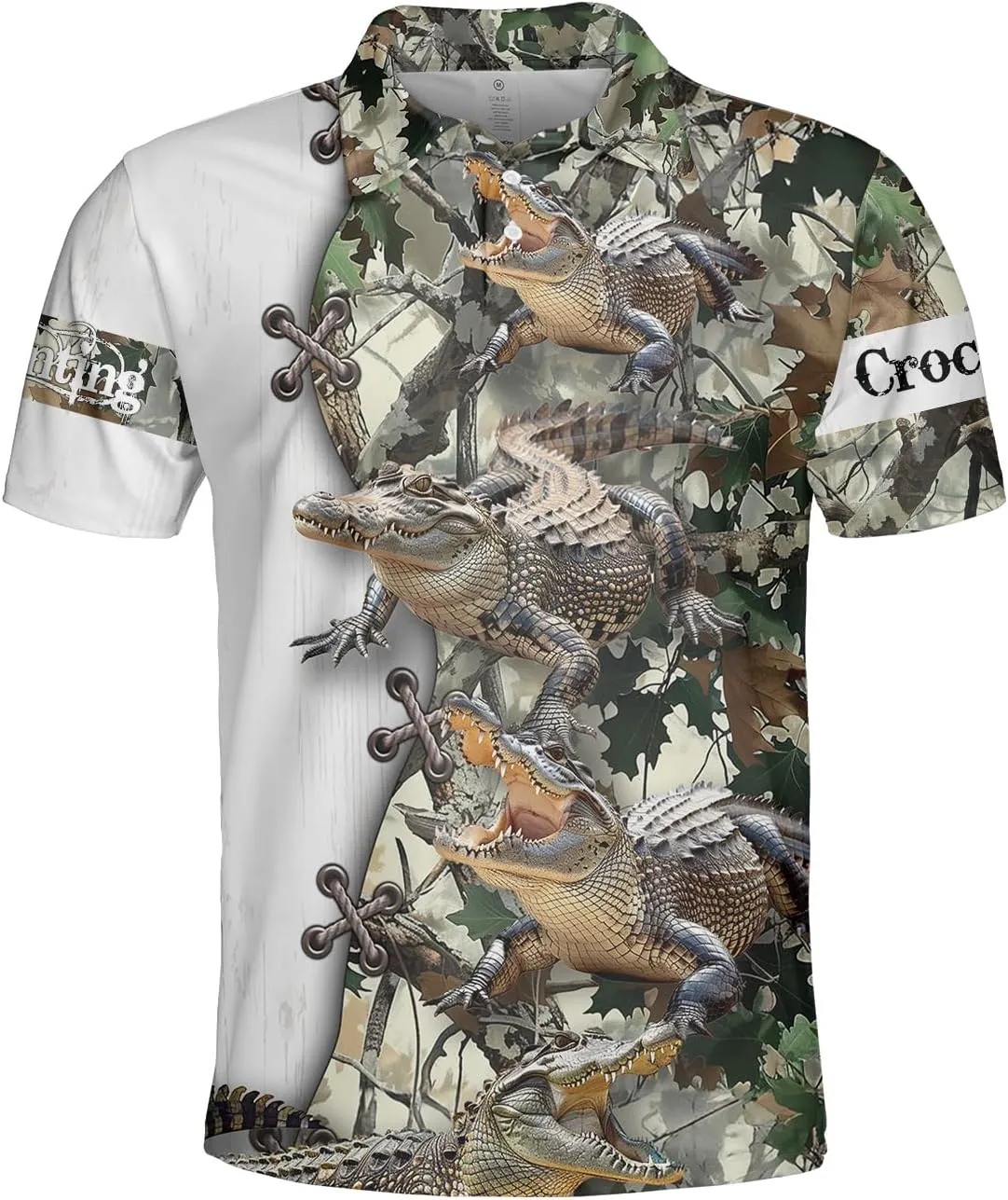 Crocodile Print Polo Shirts for Men - Short Sleeve Golf Shirts Dry Fit Mens Polo T-Shirt Casual Style 04