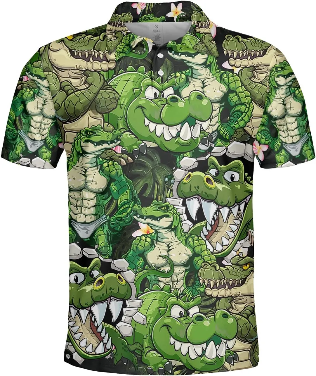 Crocodile Print Polo Shirts for Men - Short Sleeve Golf Shirts Dry Fit Mens Polo T-Shirt Casual Style 04