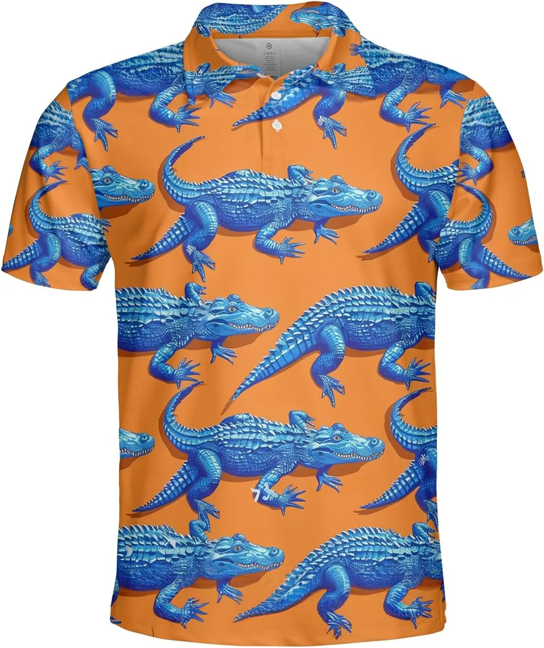Crocodile Print Polo Shirts for Men - Short Sleeve Golf Shirts Dry Fit Mens Polo T-Shirt Casual Style 04