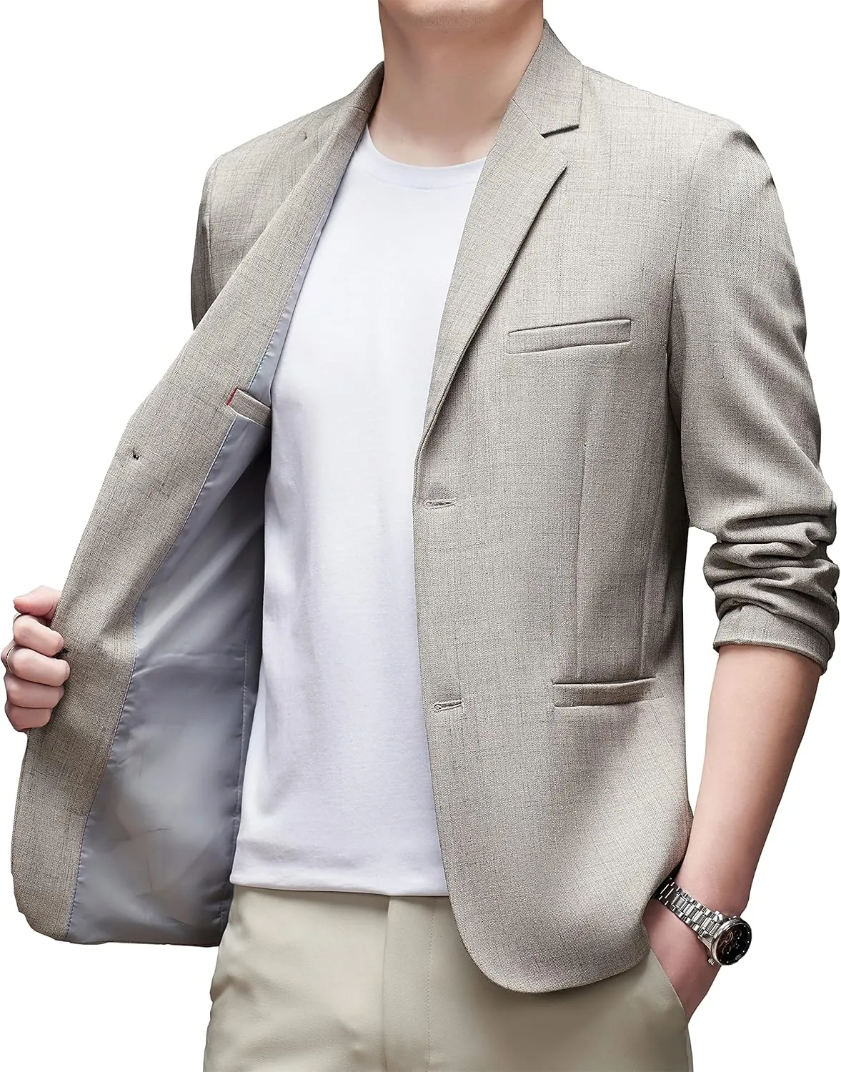 DAVID.ANN Men's Casual Blazer Two Button Lightweight Slim Fit Sport Jacket