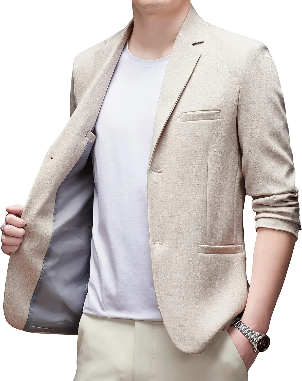 DAVID.ANN Men's Casual Blazer Two Button Lightweight Slim Fit Sport Jacket
