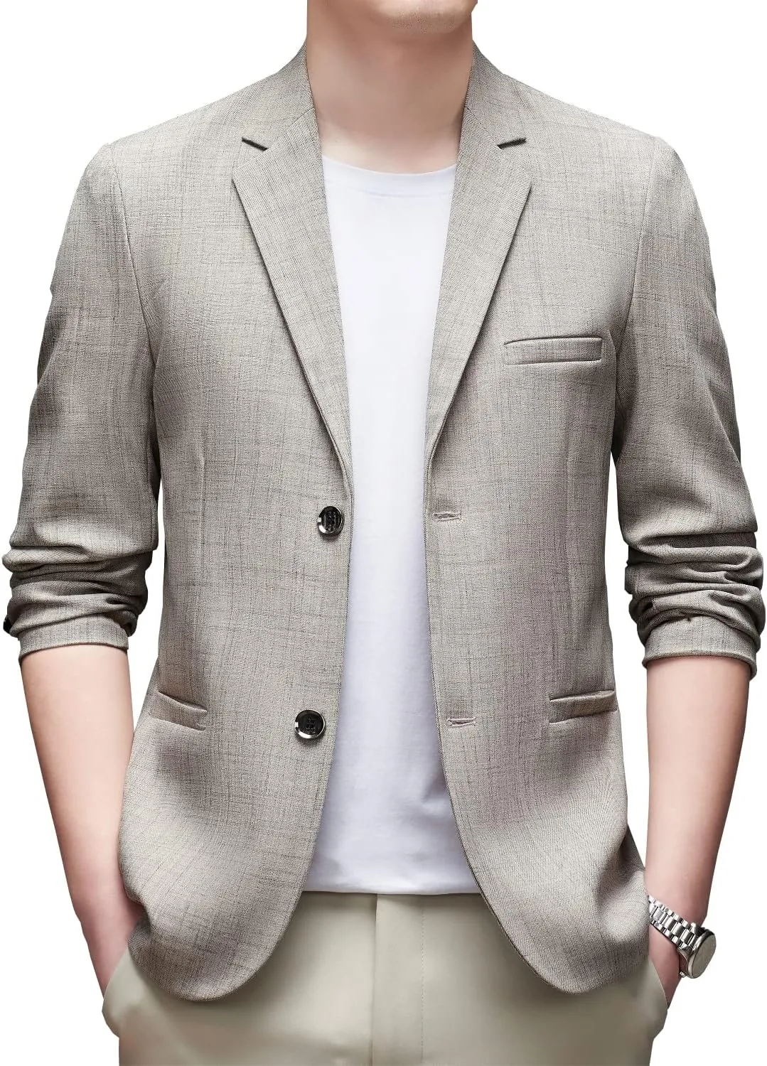 DAVID.ANN Men's Casual Blazer Two Button Lightweight Slim Fit Sport Jacket